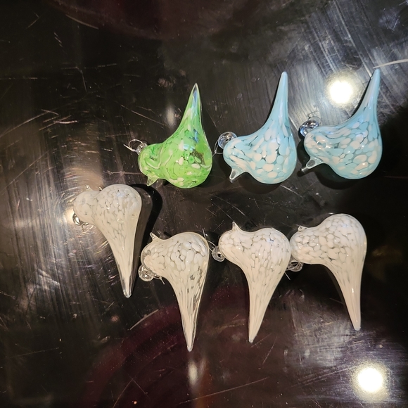 Other - Hand Blown Glass Bird Ornaments Set of 7 Vintage